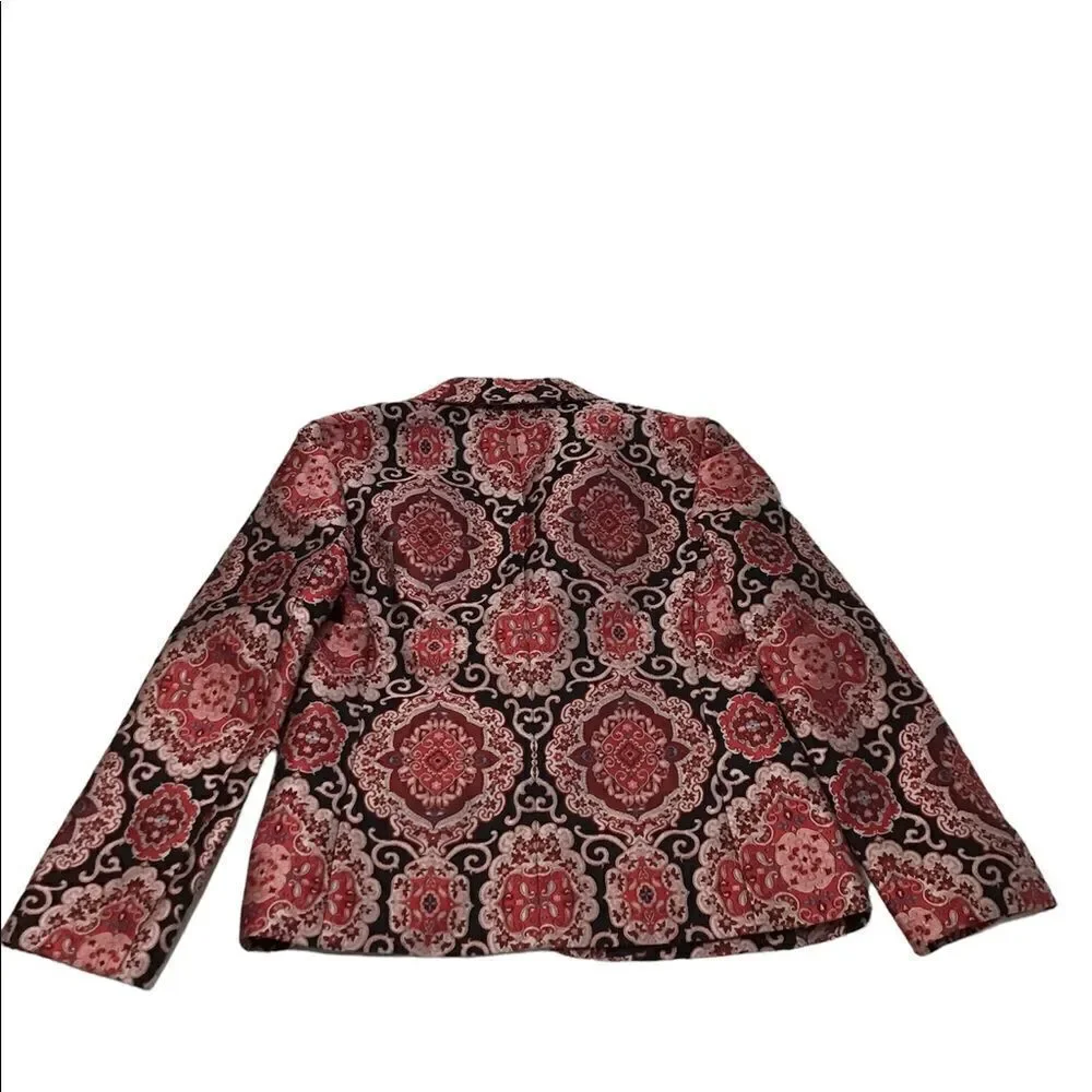 kate spade Red Runway Medallion Jacquard Pantsuit Blazer Size 2 Trousers Size 0